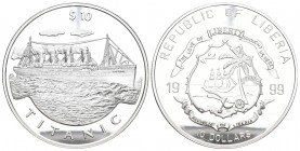 Liberia 1999 10 dolalr Silber 25,1g selten unz