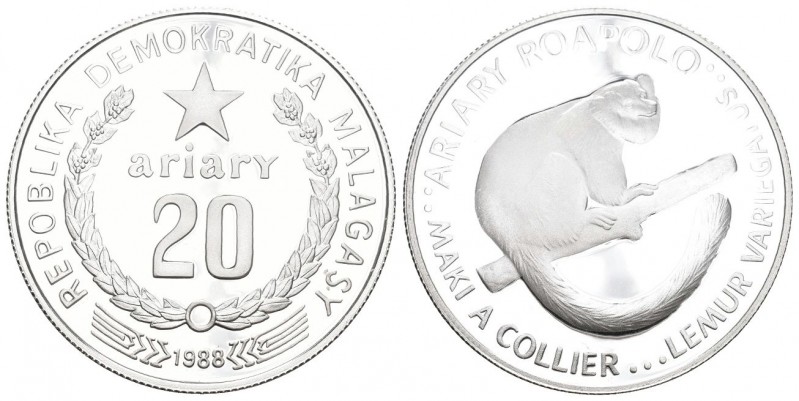 Madagaskar 1988 20 Ariary Silber 19,44g KM 15 Proof