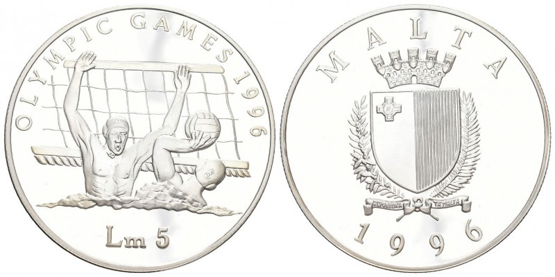 Malta 1996 5 Liri Silber 31,7g KM 110 Proof