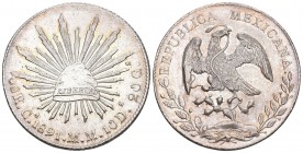 Mexiko 1891 8 Reales Silber 27g Selten KM 377 vorzüglich +