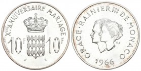 Monaco 1966 10 Francs Probe ESSAI Silber 25g KM E 56 unzirkuliert