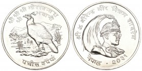 Nepal 1974 25 Rupees Silber 25g KM 839 unzirkuliert