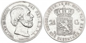 Niederlanden 1864 m2 1/2 Gulden Silber 25g KM 82 sehR schön