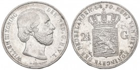 Niederlanden 1870 2 1/2 Gulden Silber KM 82 bis vorzüglich