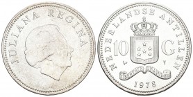 Neth.Antilles 1978 10 Gulden Silber 25g KM 20 unzirkuliert