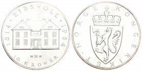 Norwegen 1964 10 Kronen Silber 20g KM 413 bis unzirkuliert