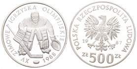 Polen 1987 500 Zlotych Silber 16,5g selten Proof