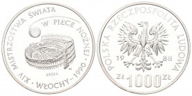 Polen 1988 1000 Zlotych Silber 16,5g Probe KM PR 581 unzirkuliert