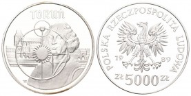 Polen 1989 5000 Zlöotych Silber, KM 191 Proof