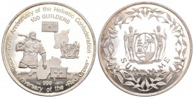 Suriname 1991 100 Gulden Silber 20 g. KM 52 Polierte Platte