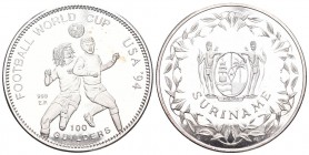 Suriname 1994 100 Gulden Cu-Ni KM 43.2 g. Polierte Platte