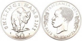 Tansania 1974 50 Schiling Silber 31.8 g. KM 8 unzirkuliert