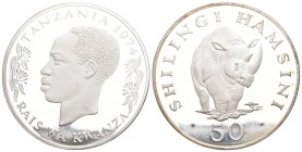 Tansania 1974 50 Schilling Silber 35 g. KM 8a Polierte Platte