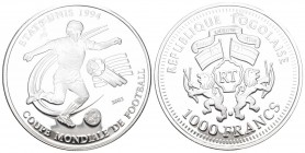 Togo 2002 1000 Francs Silber 19.97 g. KM 37 Polierte Platte