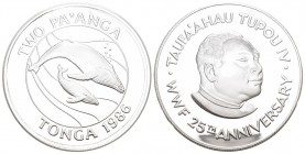 Tonga 1986 2 Pa anga Silber 28.8 g. Silber 28.2g. KM 121 Polierte Platte