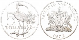 Trinibad & Tobago 5 Dollar Silber 29.8 g. KM 8 Polierte Platte