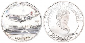 Tschad 2001 1000 Francs Silber 15 g. 35 mm unzirkuliert
