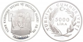 Turkey 1984 5000 Lira Silber 23.33 g. KM 972 Polierte Platte