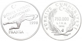 Turkey 1996 750 000 Lira Silber 31.4 g. KM 35 Polierte Platte