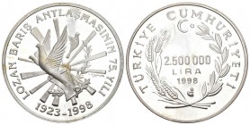 Turkey 1998 25000 000 Lira Silber 31 g. KM 1070 unzirkuliert