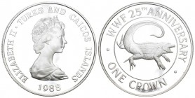 Turk & Caicos Island 1988 1 Crown Silber 28.28 g. KM 64a Polierte Platte