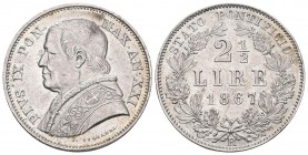 Vatika 1867 2 1/2 Lire Silber 13,51g vorzüglich