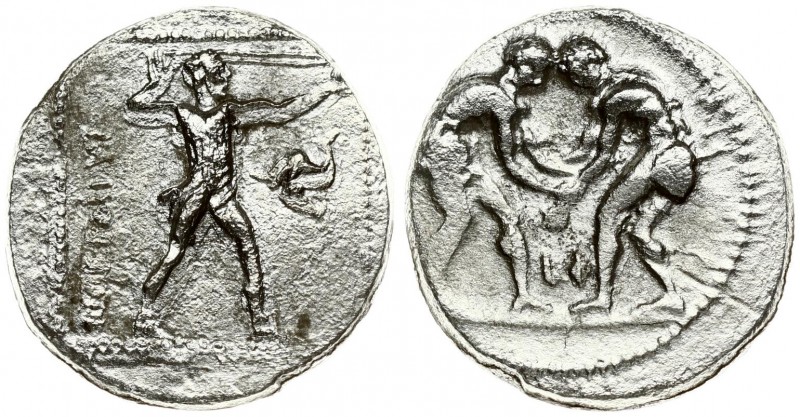 Greece Pamphylia Aspendos 1 Stater (350-333 BC). Averse: Two wrestlers grappling...