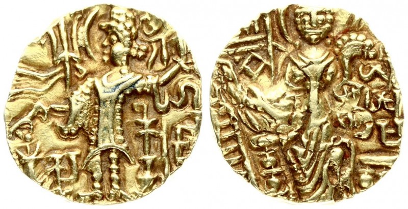 India Kushan Empire 1 Dinar Circa AD 350-375. AV Dinar. Uncertain mint. Kipunadh...