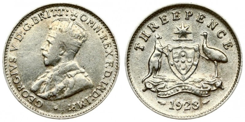 Australia 1 Threepence 1928 George V(1910-1936). Averse: Crowned bust left. Reve...