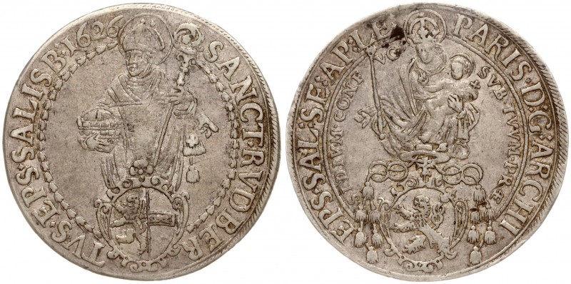 Austria SALZBURG 1 Thaler 1626 Paris Graf von Lodron (1619-1653). Averse: Madonn...