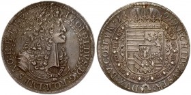 Austria 1 Thaler 1691 Leopold I(1657-1705). Averse: Laureate bust within inner circle; lion face on shoulder. Reverse: Crowned arms in Order chain; cr...
