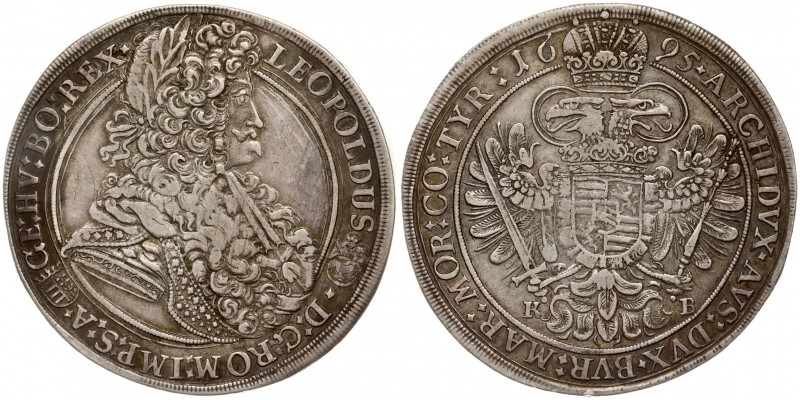 Austria Hungary 1 Thaler 1695KB (1657-1705). Averse: Laureate bust looking right...