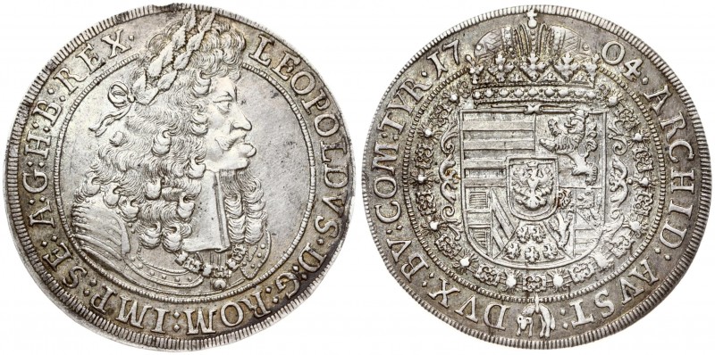 Austria 1 Thaler 1704/3 Leopold I(1658-1705). Averse: Old laureate bust right in...