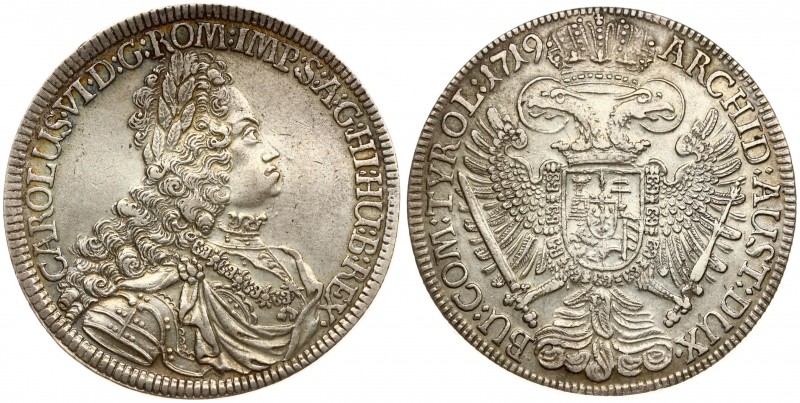 Austria 1 Thaler 1719 Charles VI(1711-1740 ). Averse: Legend begins at lower lef...