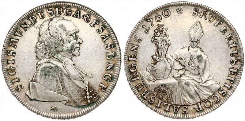 Austria SALZBURG 1 Thaler 1760 MK Sigmund III(1753-1771). Averse: Bust right. Av...