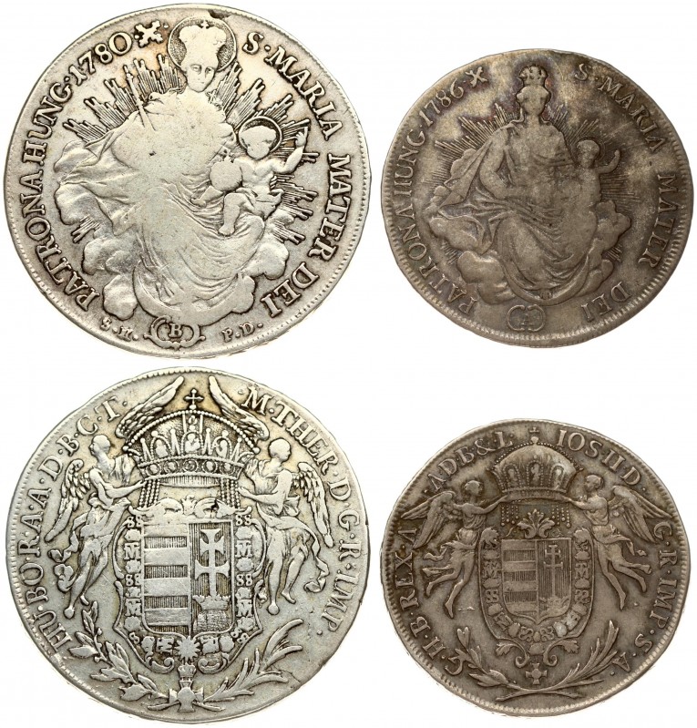 Austria Hungary 1/2 & 1 Thaler 1780-1786 Joseph II(1765-1790) & Maria Theresa(17...