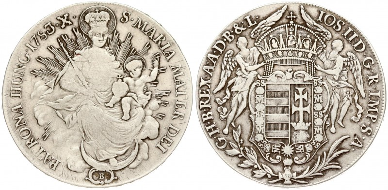 Austria Hungary 1 Thaler 1783 •X• Joseph II(1765-1790). Averse: Angels holding c...