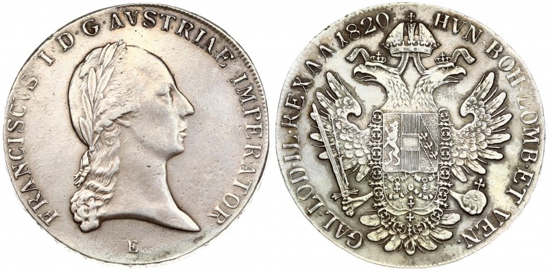 Austria 1 Thaler 1820 E. Franz II (1804-1835). Averse: Laureate head right. Reve...