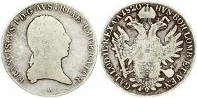 Austria 1 Thaler 1820M Franz II (I)(1792-1835). Averse: Laureate head right. Reverse: Crowned imperial double eagle. Reverse Legend: ...GAL. LOD. IL. ...