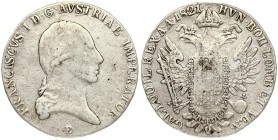 Austria 1 Thaler 1821E Franz II (I)(1792-1835). Averse: Laureate head right. Reverse: Crowned imperial double eagle. Reverse Legend: ...GAL. LOD. IL. ...
