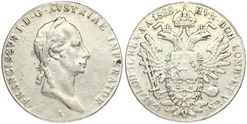 Austria 1 Thaler 1828A Franz II (I)(1792-1835). Averse: Head with short hair rig...