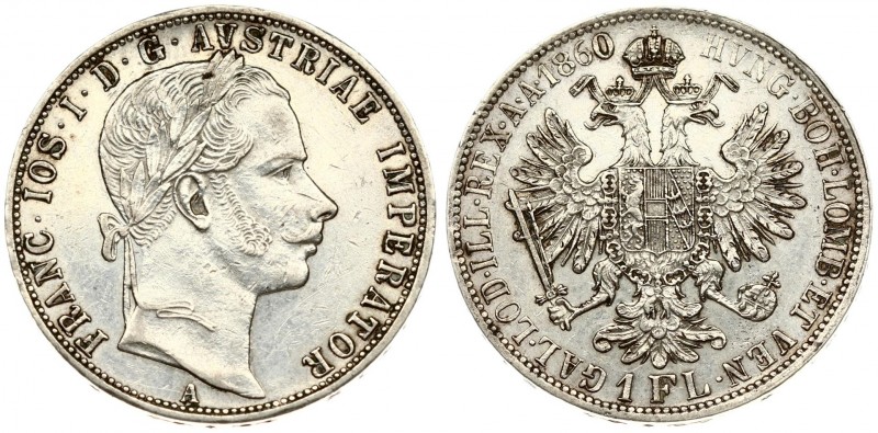 Austria 1 Florin 1860A Franz Joseph I(1848-1916). Averse: Laureate head right. R...