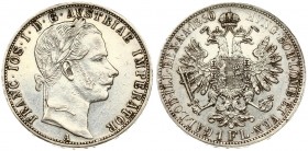 Austria 1 Florin 1860A Franz Joseph I(1848-1916). Averse: Laureate head right. Reverse: Crowned imperial double eagle. Silver. KM 2219