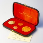 Czechoslovakia Set of gold Medals 1972 (4 pcs); Lidice - Lezaky. Set to memory comemmorate of the fallen and martyred (10; 5; 2 and 1 Ducat) Gold. Ori...