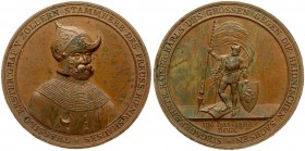 Germany Prussia Medal (1830). (by J.V.Döll / b.Loos) a. d. Ancestors Tassilo; Count of Zollern; prussian tribe. Royalty. Helmeted; harness. Brb. n.r. ...