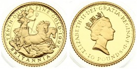Great Britain 10 Pounds 1997 Elizabeth II(1952-). Averse: Crowned head right. Reverse: Britannia in chariot. Gold. KM 982. With Original Box & Certifi...