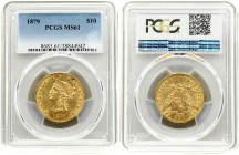 USA 10 Dollars 1879 PCGS MS 61. Metal: Gold (0.900). Weight: 16.72 grams. Diametre: 27.0 mm. Liberty. Coronet head. Philadelphia. Designer: Christian ...