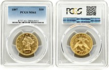 USA 10 Dollars 1897 PCGS MS 61. Metal: Gold (0.900). Weight: 16.72 grams. Diametre: 27.0 mm. Liberty. Coronet head. Philadelphia. Designer: Christian ...