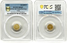 USA fractional 50 Cent 1909 PCGS MS 63. Territorial and Fractional Gold.1909. 1/2 DWT (fractional 50 Cent) - PCGS MS63. Metal: Gold. Alaska-Yukon-Paci...