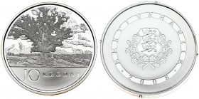Estonia 10 Krooni 2008 90th Anniversary of Independence. Averse: National arms. Legend: EESTI VARBARIIK. Reverse: Wiiralt oak tree. Edge Description: ...